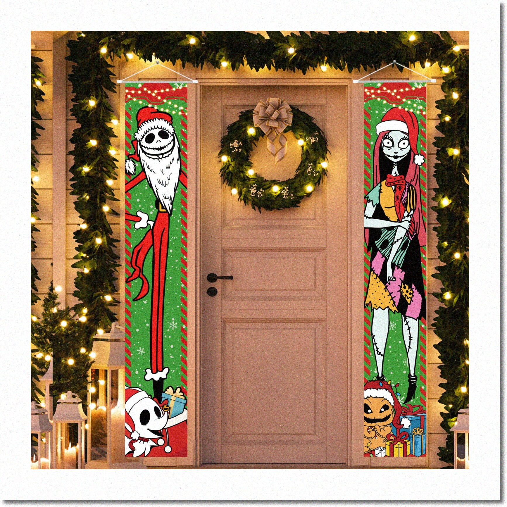 Nightmare Before Christmas Outdoor Party Banners Jack and Sally Porch