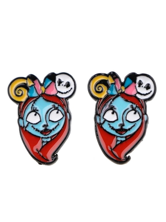 Nightmare Before Christmas Sally Face Enamel Metal Stud Earrings