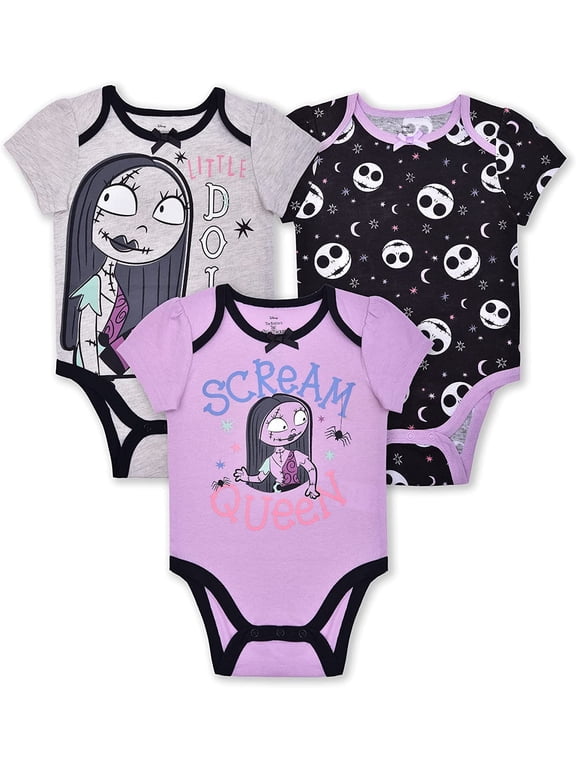 Nightmare Before Christmas Sally Girls 3 Pack Character Onesie, Newborn