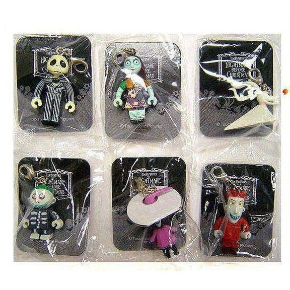 Nightmare Before Christmas Sally, Jack, Lock, Shock, Barrel & Zero Set of 6 Keychains