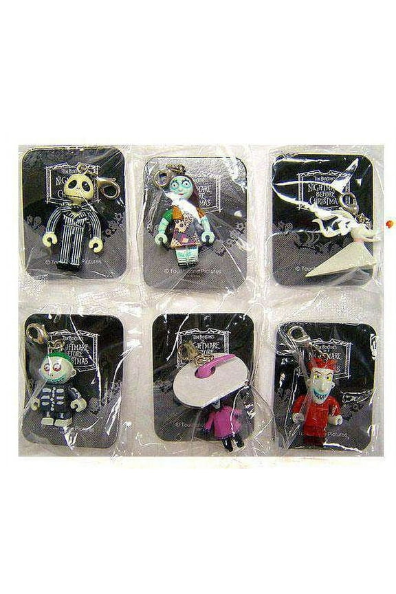 Nightmare Before Christmas Sally, Jack, Lock, Shock, Barrel & Zero Set of 6 Keychains