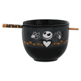 thumbnail image 1 of Nightmare Before Christmas Scary Jack Pumpkin Fence Ceramic Ramen Bowl with Chopsticks, 20 oz, 1 of 7