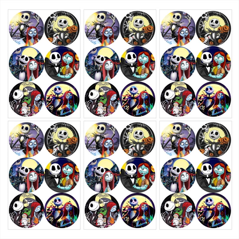 Nightmare Before Christmas Stickers Labels Birthday Party Favors Thank You Themed Round Circle Baby Shower 60pcs