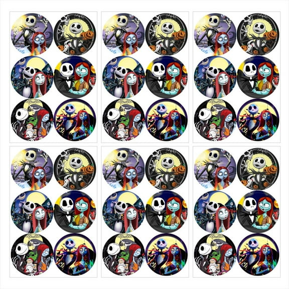 Nightmare Before Christmas Stickers Party Favors Labels Birthday Thank You Themed Round Circle Baby Shower 60pcs