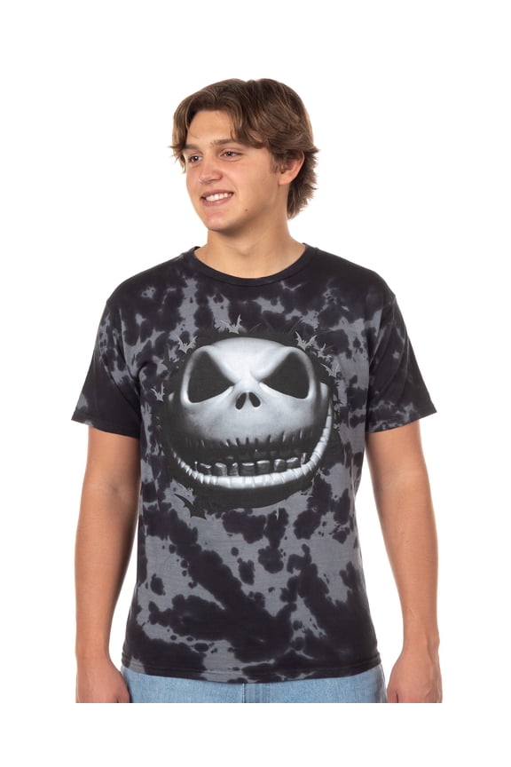 Nightmare Before Christmas T Shirt Mens Jack And Bats Front And Back Print Tie Dye Adult Graphic Tee