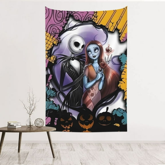 Nightmare Before Christmas Tapestry Wall Hanging Window Design for Bedroom College Dorm Room Wall Home Decor 60 x 40 inch