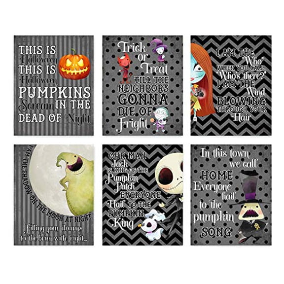 Nightmare Before Christmas Themed Character Song Prints 8 x 10 Art Prints Set of Six