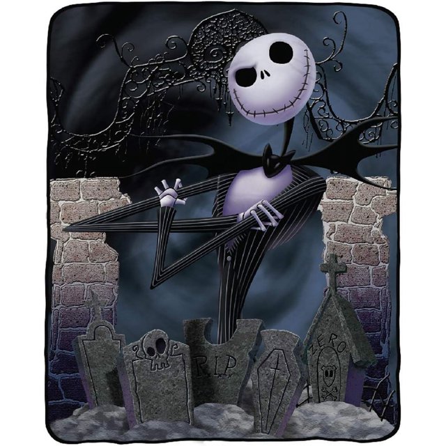 Nightmare Before Christmas Throw Blanket Graveyard Night King Jack