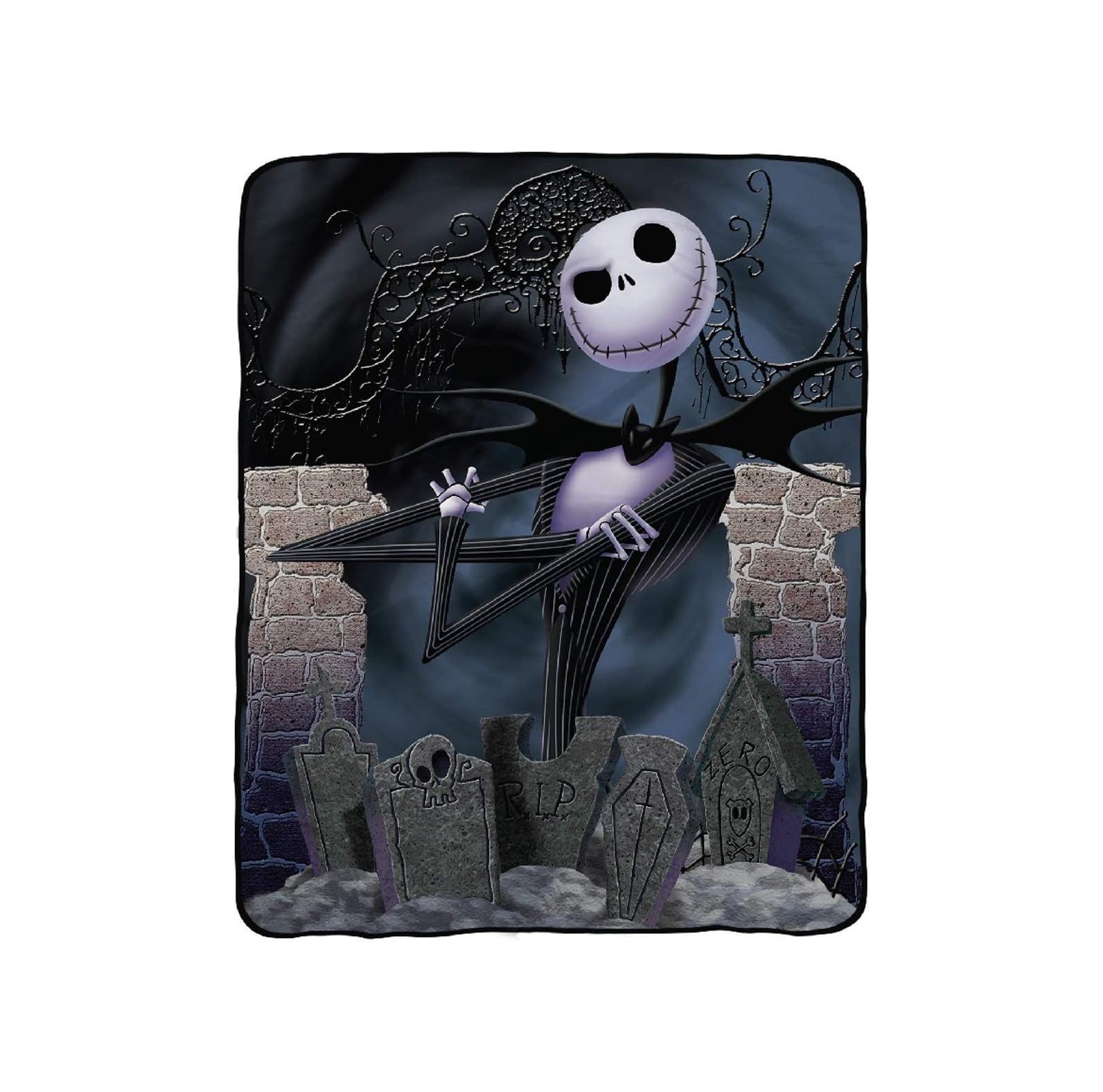 Nightmare Before Christmas Throw Blanket Graveyard Night King Jack