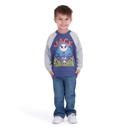 Mickey Mouse Nightmare Before Christmas Toddler Boy Long Sleeve Jack Skellington Sweatshirt, Sizes 12M-5T