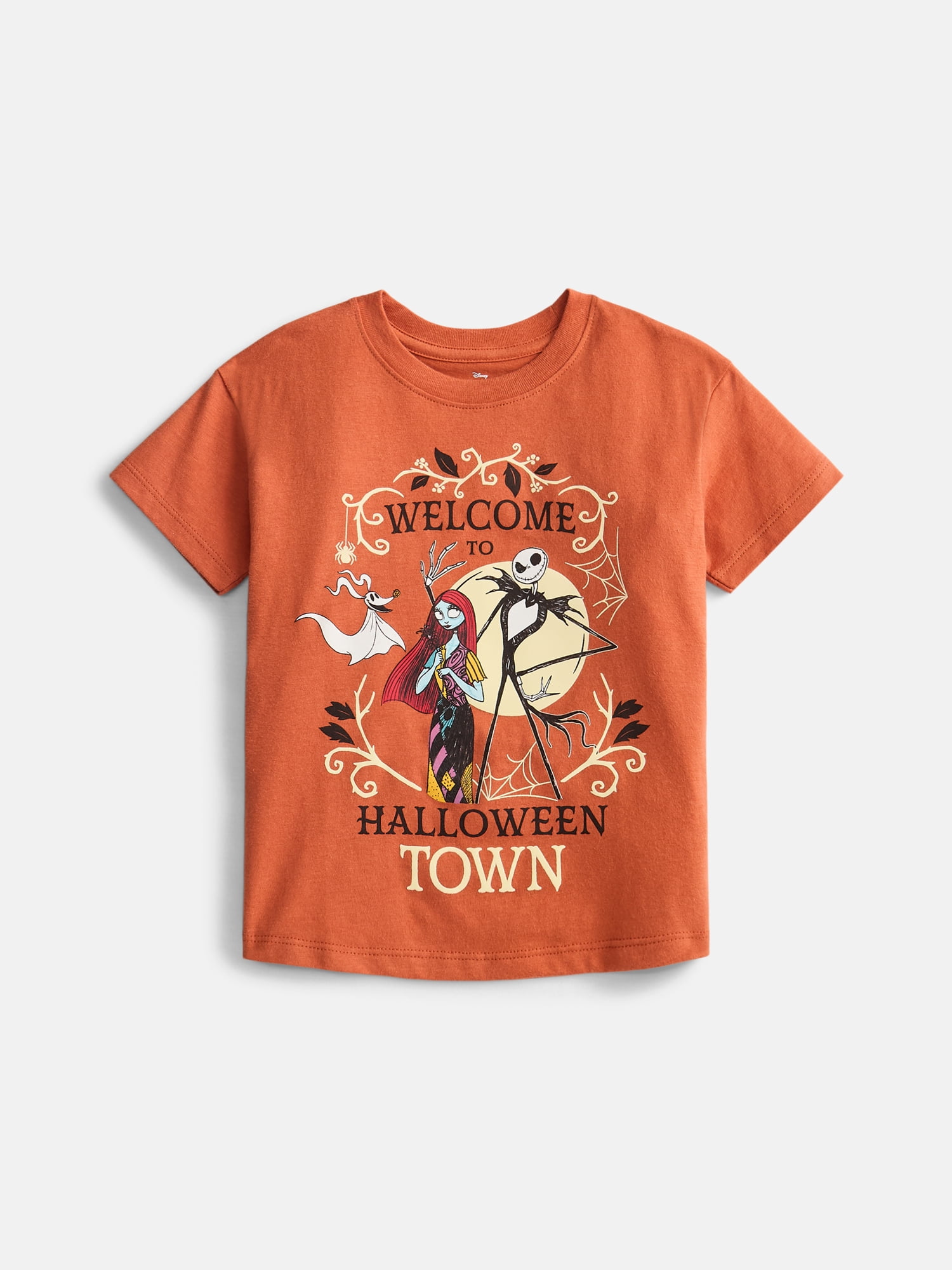 Nightmare Before Christmas Toddler Girls Halloween Crewneck Tee with Short Sleeves, Sizes 12M-5T
