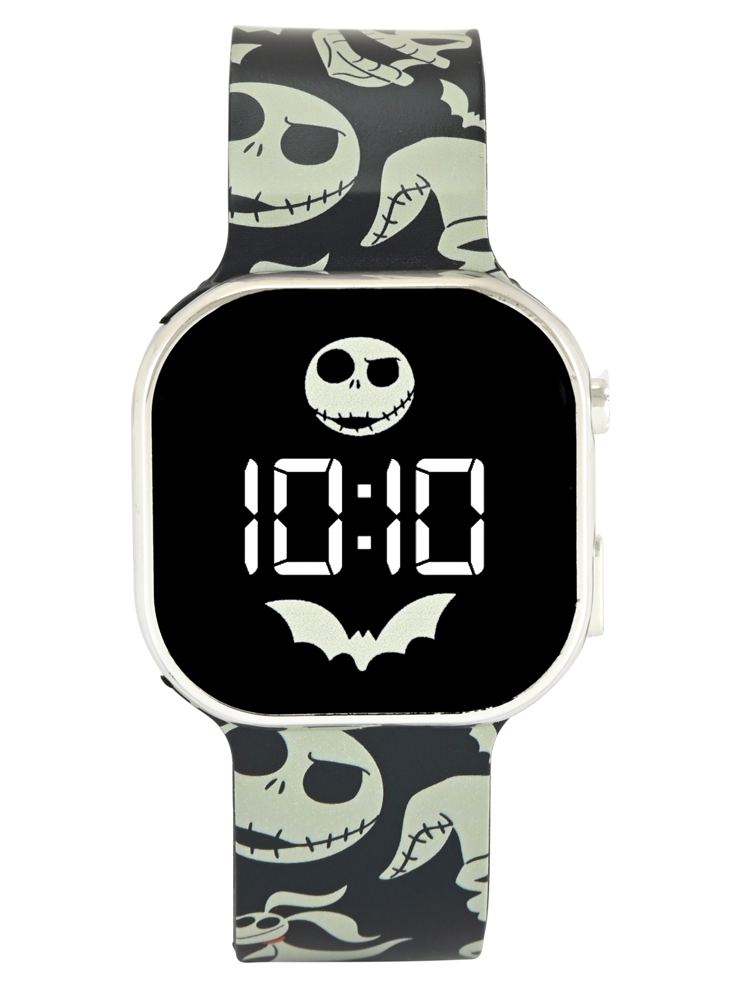 Nightmare Before Christmas Unisex Childrens LED Watch With Square Caseand Printed Silicone Strap; NC4454WM