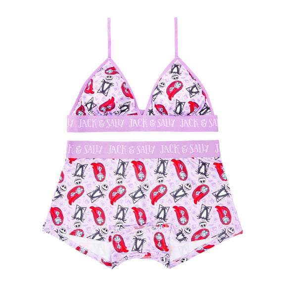 Nightmare Before Christmas Woman's and Juniors Triangle Bra & Boyshort Underwear set, 2-Pack, Size S-XL