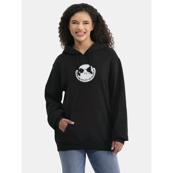 Nightmare Before Christmas Women's Front Back Graphic Hoodie Sweatshirt, Sizes XXS-XXL