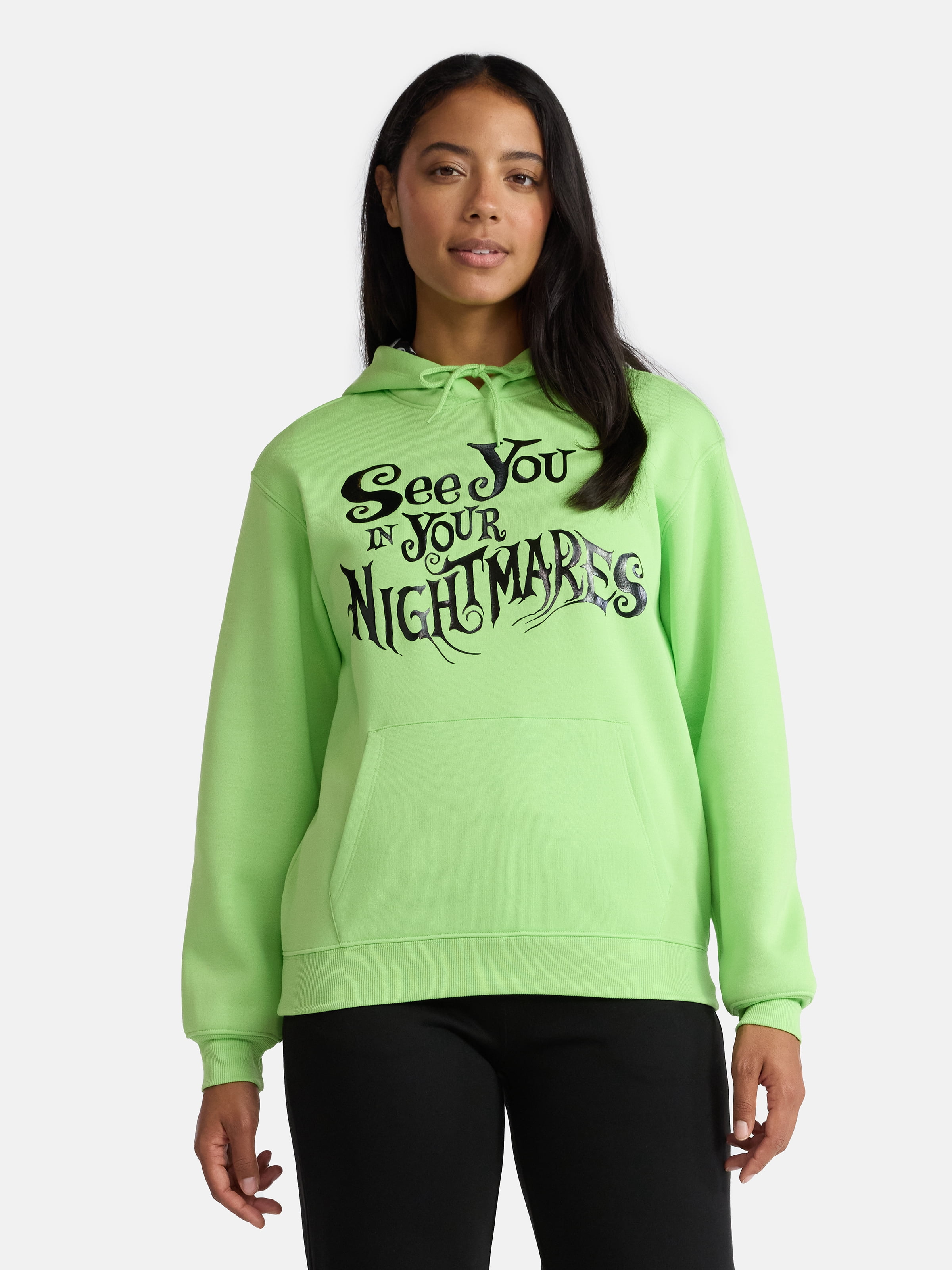 Nightmare Before Christmas Women's Graphic Fleece Hoodie with Long Sleeves, Sizes XXS-XXL
