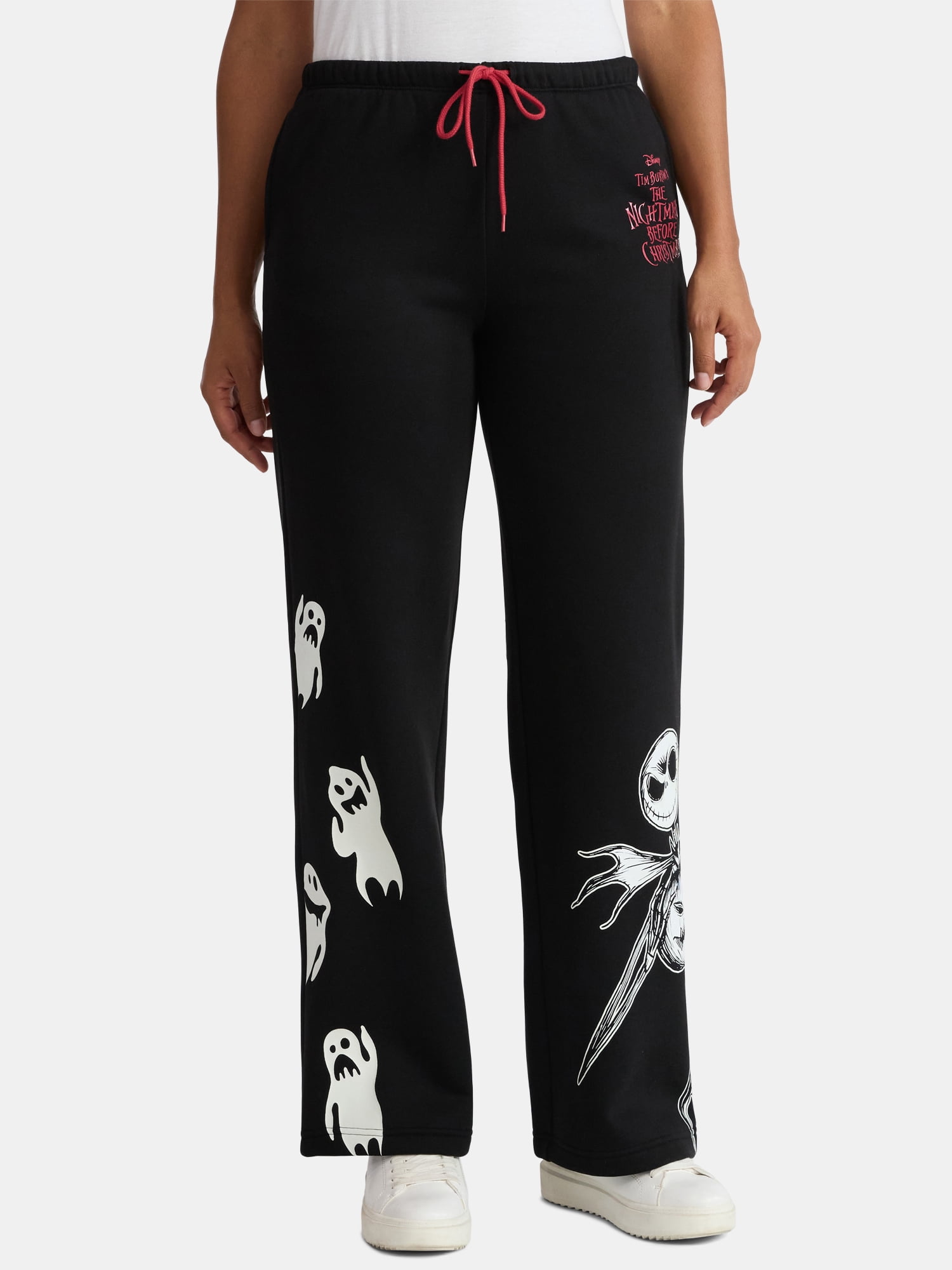 Nightmare Before Christmas Women's Glow In The Dark Graphic Fleece Jogger Pants, Sizes XXS-XXL