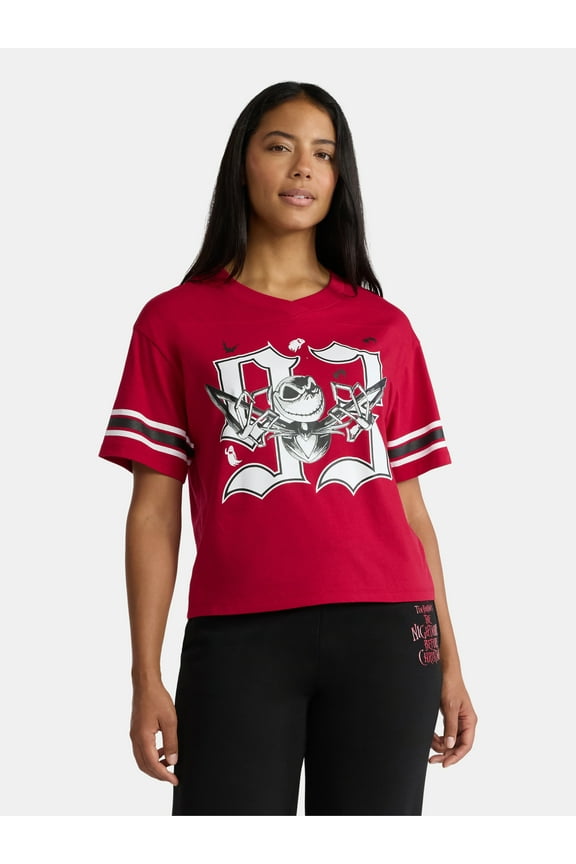 Nightmare Before Christmas Women's Graphic Jersey Tee with Short Sleeves, Sizes XXS-XXL
