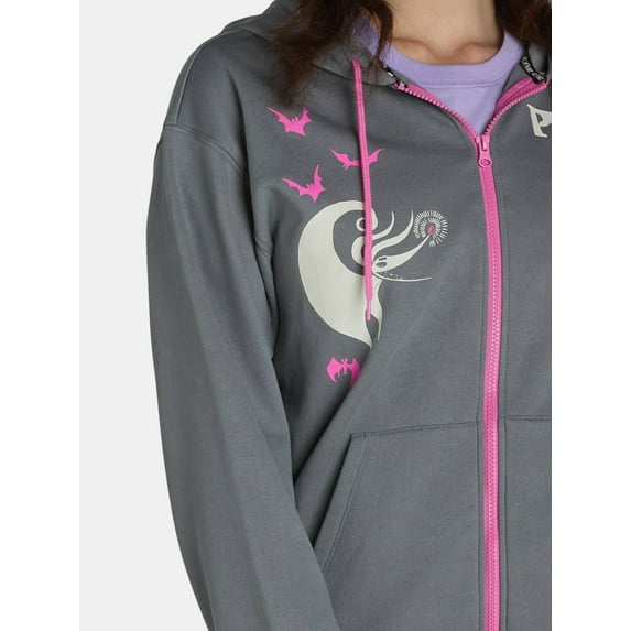 Nightmare Before Christmas Women’s Graphic Print Zip Hoodie, Sizes XXS-XXL