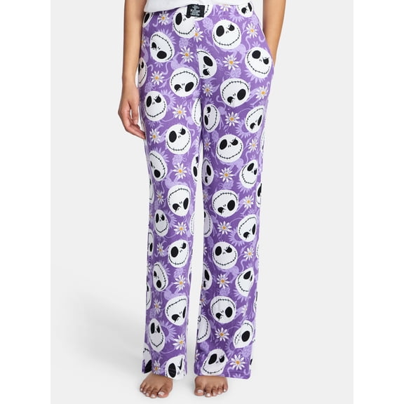 Nightmare Before Christmas Women’s Hacci Knit Wide Leg Sleep Pants, Sizes XS-3X