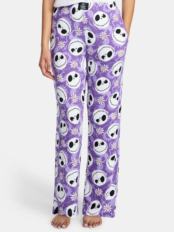 Nightmare Before Christmas Women’s Hacci Knit Wide Leg Sleep Pants, Sizes XS-3X