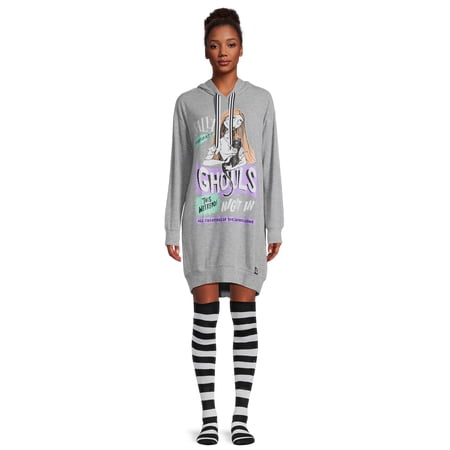 Nightmare Before Christmas Women's Hooded Sleepshirt and Socks Set, 2-Piece, Sizes XS-3X