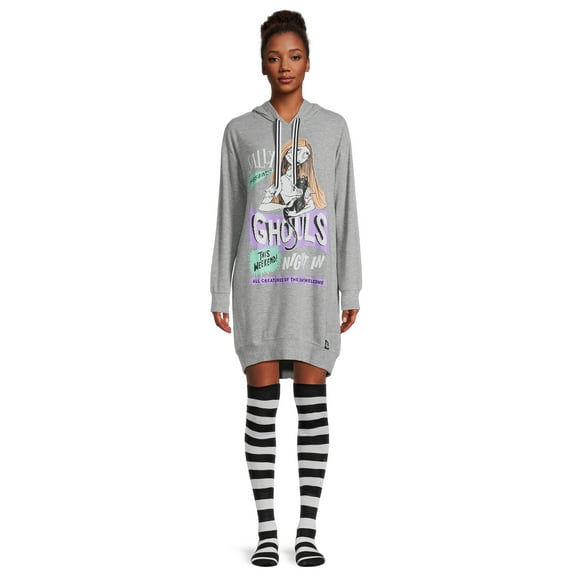 Nightmare Before Christmas Women's Hooded Sleepshirt and Socks Set, 2-Piece, Sizes XS-3X