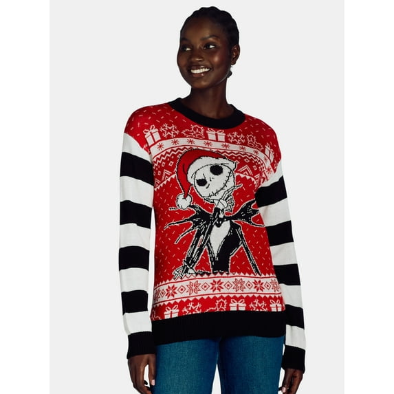 Nightmare Before Christmas Women’s Jack Skellington Sweater, Midweight, Sizes XXS-XXL
