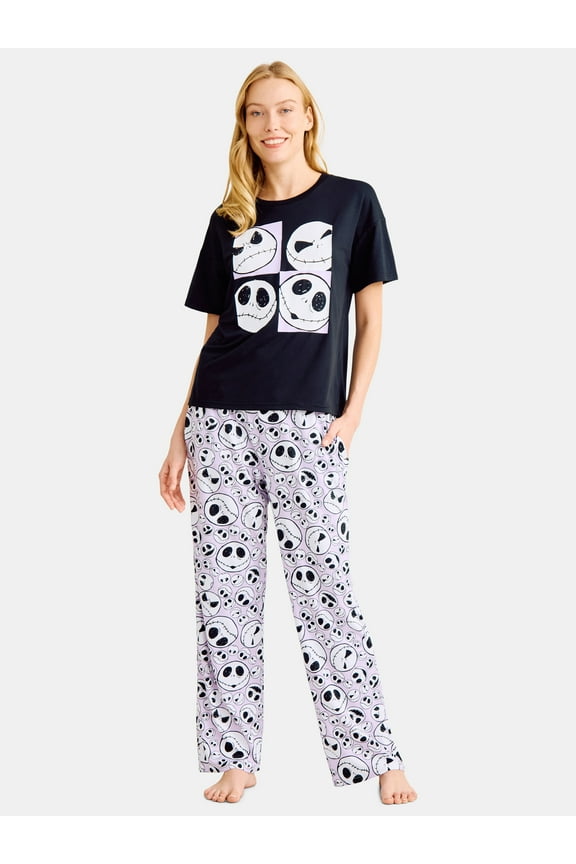 Nightmare Before Christmas Women's Oversized Tee and Pants Pajama Set, 2-Piece, Sizes XS-3X