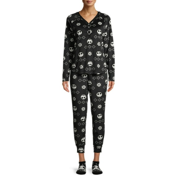 Nightmare Before Christmas Women's and Women's Plus 3-Piece Giftable Pajama Set with Socks