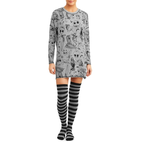 Nightmare Before Christmas Women's and Women's Plus Sleepshirt w/socks Pajama