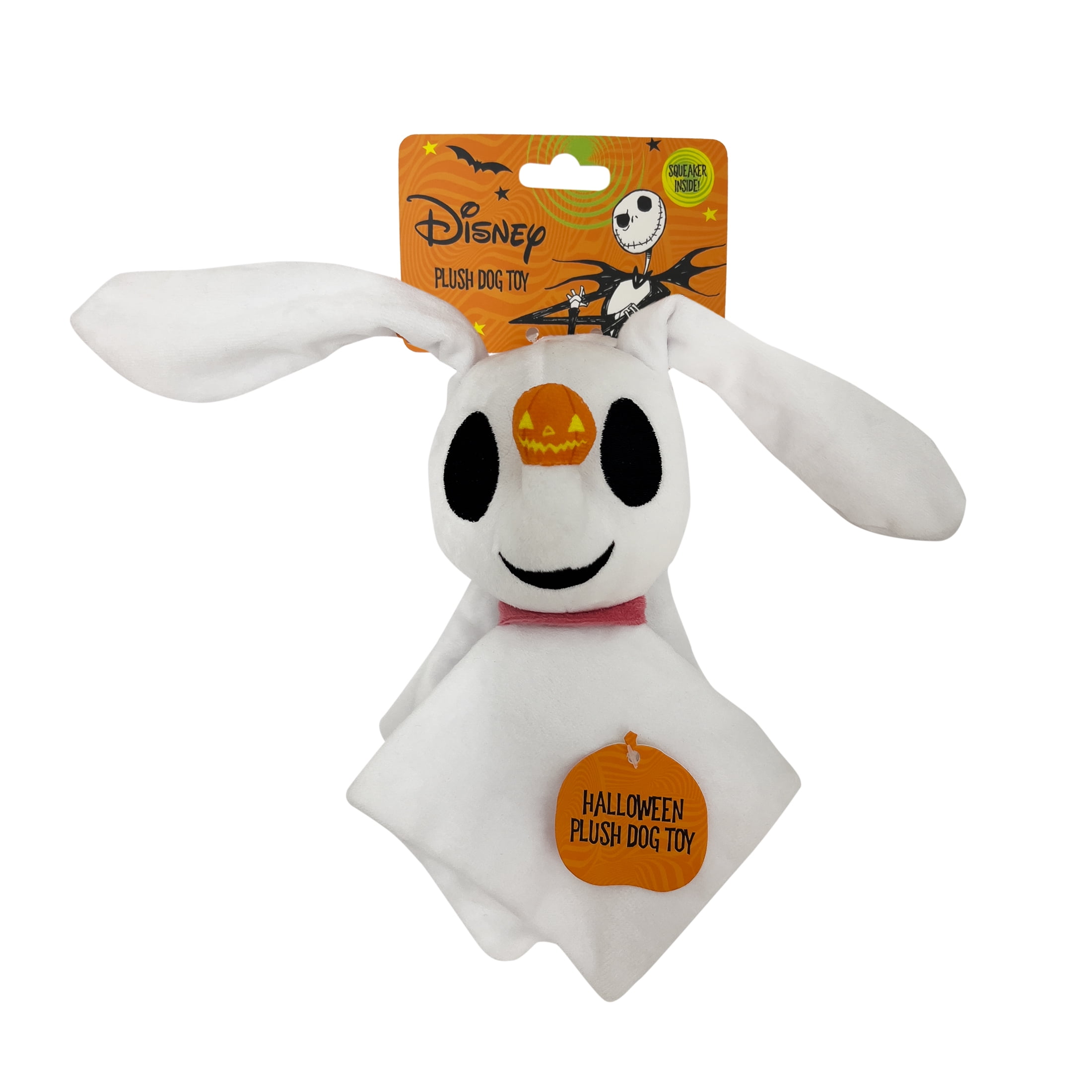 Disney Halloween Dog Toy, Nightmare before Christmas, Zero, Plush, Squeaky, Black & White, 8.66"