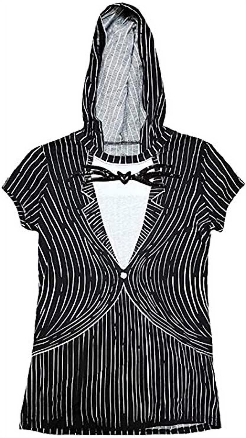 Womens Juniors Nightmare Before Christmas T-Shirt Hoodie Costume Top (XS)