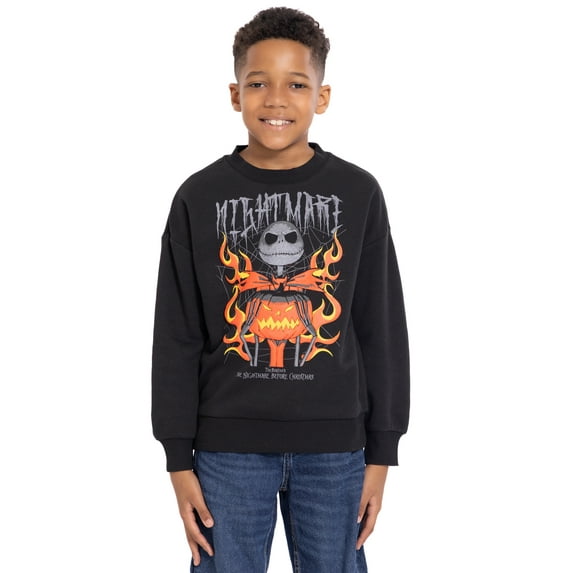 Nightmare Before Christmas Boys Long Sleeve Halloween Graphic Crewneck Sweatshirt, Sizes 4-18