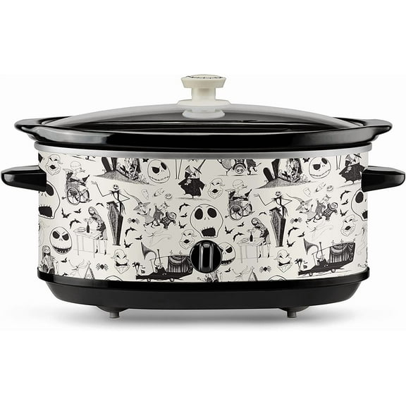 The Nightmare Before Christmas 7-Quart Slow Cooker Sketch Pattern - Food Warmer for Parties - Low, High & Warm Heat Settings - Kitchen Essential for Home-Cooked Meals