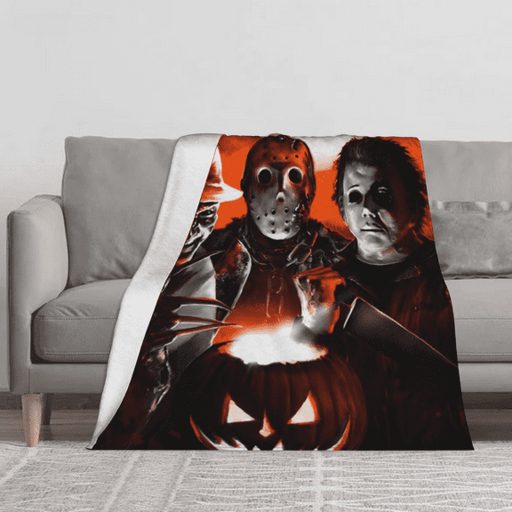 Nightmare Before Christmas Blanket – Jack & Sally Moonlit Scene with Oogie Boogie and Halloween Town Design Room decoration dormitory decoration Christmas, Halloween Birthday Gift