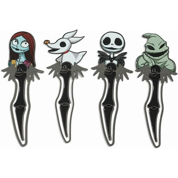 Nightmare Before Christmas Bookmark Jack Skellington Sally Oogie Boogie Zero Page Mark Reading Learning Stationery Terror Halloween Bookworm Gift (4PCS)