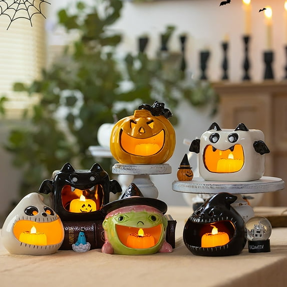 Ceramic Halloween Candy Bowl – Unique Black Ghost-Shaped Snack Holder, Decorative Tabletop Centerpiece for Parties, Home, Office Halloween Decorations Indoor