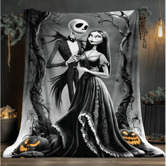 Nightmare Before Christmas. Jack Used for Sofa, Bedroom, Living Room, Bed, Couch, Chair Soft and Warm Blanket-Lightweight Flannel, Adult Gifts for Family or Friends, Camp, Travel Flannel Fabric Print