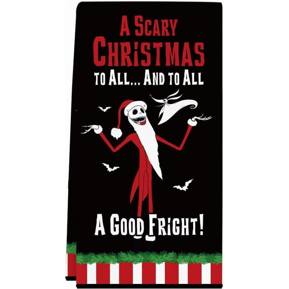 Nightmare Christmas Kitchen Towel, Nightmare Christmas Kitchen Bathroom Decorations, Funny Holiday Hand Towel Dish Cloth for Women Men, Jack Sally Gothic Home Decor Party Favors