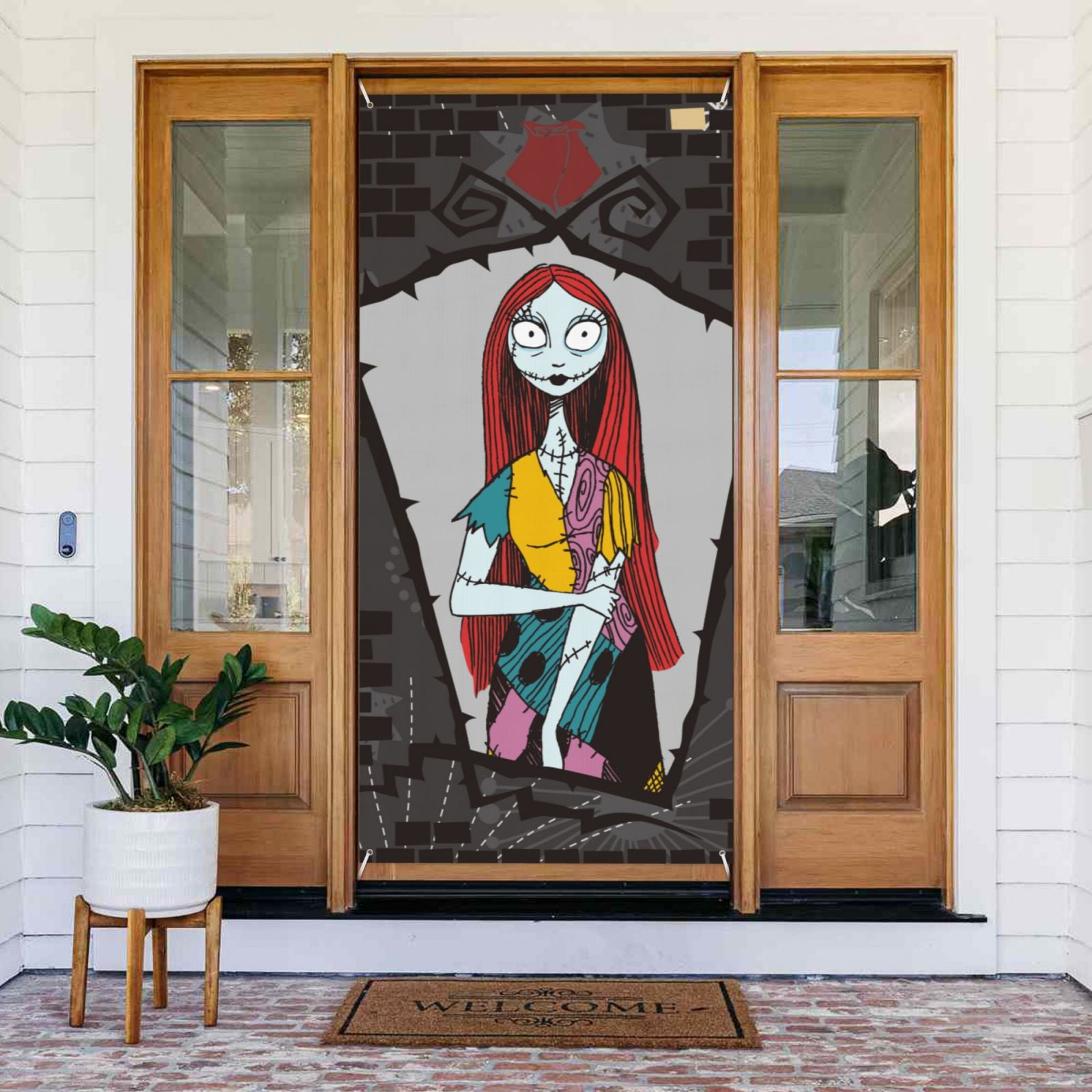The Nightmare Before Christmas Sally Door Cover Decorated Banner Tapestry Home Decoration Holiday Party Supplies Door Banner Porch Sign Banner 72.8 x 35.4 Inch