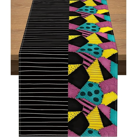 The Nightmare Before Christmas Table Runner Halloween Jack and Sally Birthday Theme Party Decoration Dining Room Home Kitchen Table Decor (13.8" x 108")