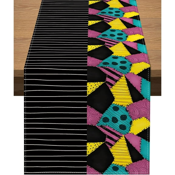 The Nightmare Before Christmas Table Runner Halloween Jack and Sally Birthday Theme Party Decoration Dining Room Home Kitchen Table Decor (13.8" x 71")