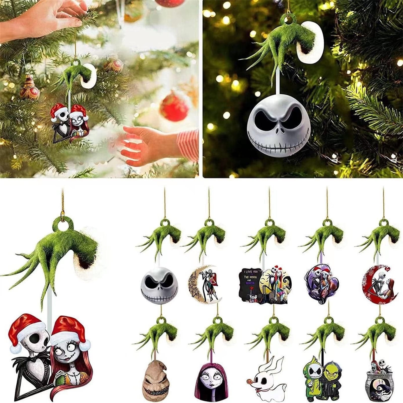 Nightmare before Christmas Tree Decorations Christmas Tree Hanging Ornament Winter Xmas Themed Party Tree Ornaments DIY Home Decor Nightmare before Christmas Tree Craft Supplies 11PCS