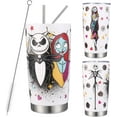 thumbnail image 1 of Nightmare Before Christmas Tumbler Cup with Straws and Lid, Jack and Sally Nightmare Before Christmas Gift for Women Friend Wife Daughter, Double-wall Stainless Steel Vacuum Insulated, 20 Oz, 1 of 6