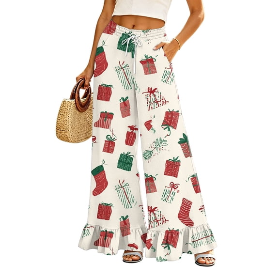 Nightmare Before Christmas Women 's & Big Pajama Pants Full Length Funny Xmas Graphic Lounge Bottoms Drawstring Comfortable Loose Fit Pjs Bottoms Sleepwear Festival Sleep & Lounge Pants with Pockets