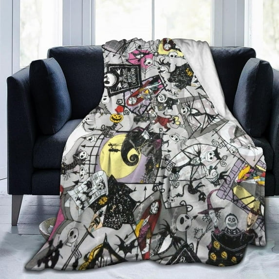 The Nightmare Before Christmas blanket Jack and Sally, Lightweight Throw Blanket for Sofa Couch Bed Room All Season Fuzzy Throw Warm Lightweight Blanket 60"x50"