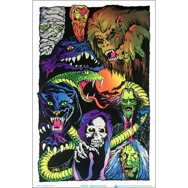Nightmare Creatures Blacklight Poster - Flocked - 23" x 35"