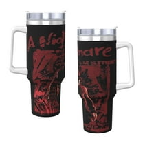 A Nightmare On Elm Street 'Freddy Silhouette' 40 Oz Tumbler With Handle And Straw Double Wall Stainless Steel Sublimation Tumbler With Handle Leakproof,Bpa-Free,Keep Cold Hours