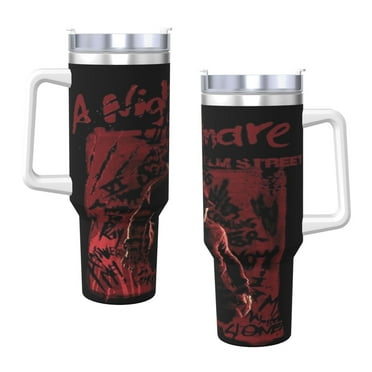 A Nightmare On Elm Street 'Freddy Silhouette' 40 Oz Tumbler With Handle And Straw Double Wall Stainless Steel Sublimation Tumbler With Handle Leakproof,Bpa-Free,Keep Cold Hours