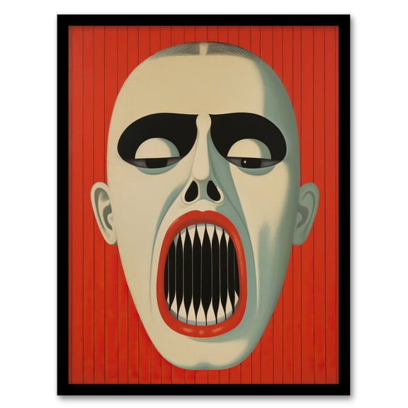 Nightmare Gothic Horror Red Monochrome Art Print Framed Poster Wall Decor 12x16 inch